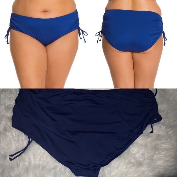 Navy 24th & Ocean High Waisted Bikini Bottom - Picture 1 of 7